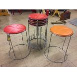 A set of seven 1970's circular stacking stools