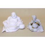 Chinese  modern blanc de chine figure of Budai, 4" high & a blanc de chine figure of a potter,