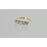 Diamond five stone ring, '18ct plat',