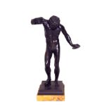 Victorian cast bronze figure of a satyr with symbols & foot tambourine,