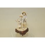 Japanese Meiji period carved ivory okimono of a farmer & his son, some damages, signed, 5½" high, on