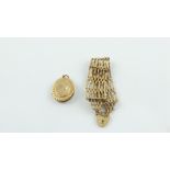 9ct gold gate bracelet & a similar locket.  (2).