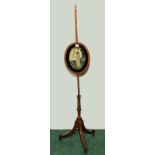 George III Sheraton style satinwood pole screen,