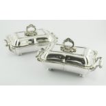 Pair of William IV silver second course or entrée dishes,