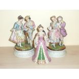 Pair of late 19th/early 20th century Continental bisque porcelain figures of courting couples in