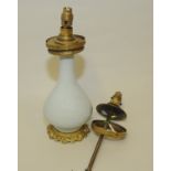 Chinese fine white glazed porcelain baluster vase converted to a table lamp with gilt metal mounts,