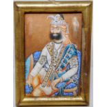 19th century Mughal Miniaturist School gouache painting on ivory, heightened with gold,