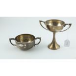 Silver porringer, 1897 & a cup on spool stem, 1938, 10½ oz.