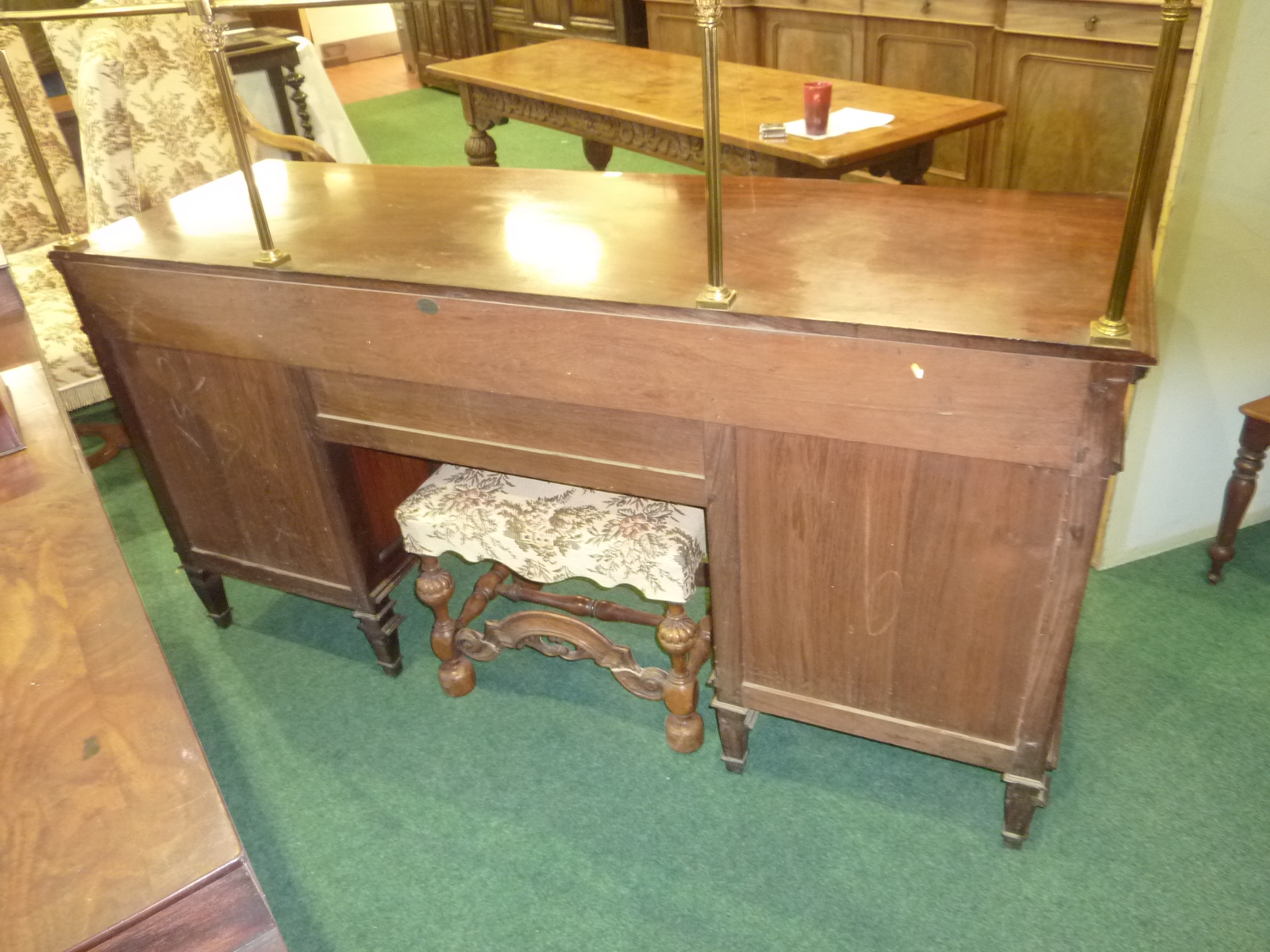 Handsome late 19th century Anglo-Indian rosewood sideboard with brass rail back above breakfront - Image 6 of 13