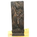 20th century Indian carved hardwood figure of a dancer on rectangular plinth back & rectangular