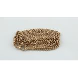 9ct gold curb pattern bracelet in five strands, formerly watch guard.