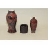 Chinese porcelain flambé glazed baluster vase decorated with birds in a landscape,