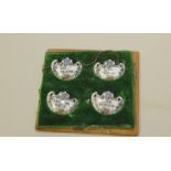 Set of four Crown Staffordshire porcelain bottle labels of kidney shape, A6797,