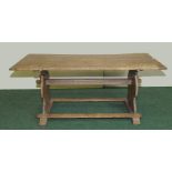 Antique oak refectory dining table,