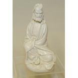 Chinese modern blanc de chine figure of a bearded immortal with emaciated ribs, 7½" high.