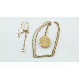 9ct gold locket & a pendant with necklets.