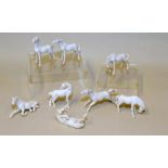 Set of eight Chinese modern blanc de chine miniature figures of the horses of Mu Wang,