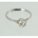 Diamond solitaire ring with brilliant approx. .6ct 'plat', size L½.