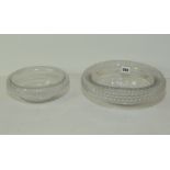 Two Irish glass bowls of oval form with turned down rims & diamond, prism & facet cut decoration,