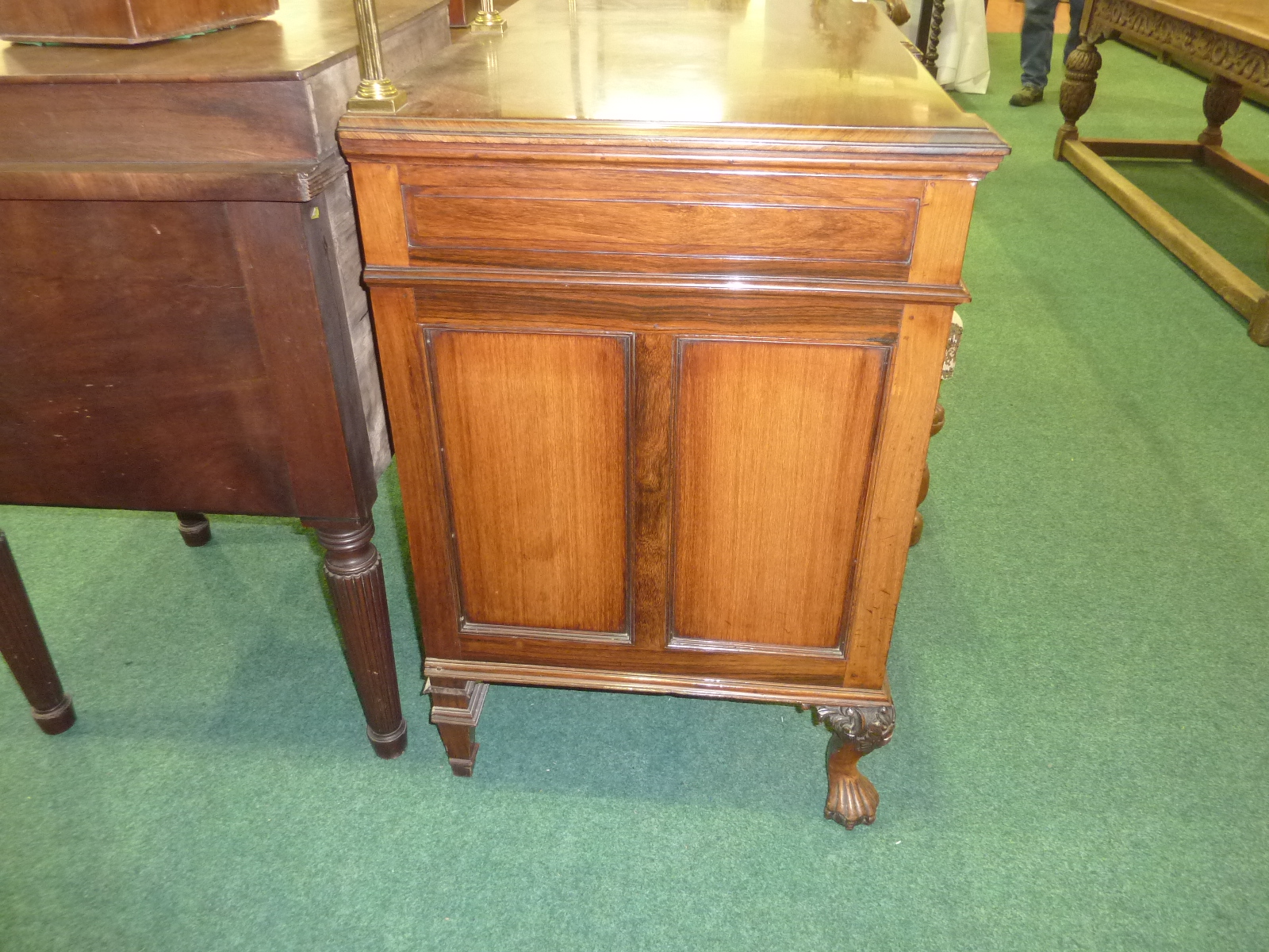 Handsome late 19th century Anglo-Indian rosewood sideboard with brass rail back above breakfront - Image 5 of 13