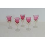 Set of five small wine glasses,