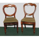 Near matching Harlequin set of eleven Victorian balloon back dining chairs,