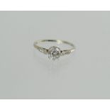 Diamond solitaire ring with old cut brilliant approx. .