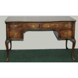 Late 19th century crossbanded walnut dressing or writing table in the Georgian style,