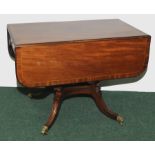 Attractive Edwardian mahogany pedestal Pembroke table with inlaid stringing & banding,