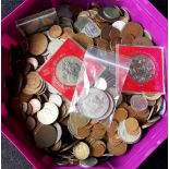 Large bag of various coins incl. 2 x £5.