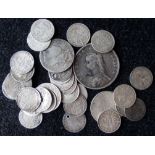 Small collection of pre-1920 silver coins. 66.3gms.