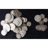 Collection of silver coins. Pre-1920. 21g. Pre-1947 154.7g.