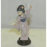 Lladro porcelain figure of a geisha "Madam Butterfly", 12" high.