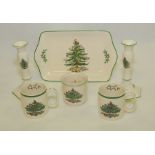 Six pieces of Spode "Christmas Tree" pattern china,