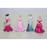 Four Coalport Debutante figures: "Anita", 5¼" high; "Lucy", 5" high; "Poppy", 5¼" high & "Dawn",