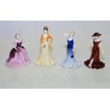 Four Coalport Debutante figures: "Marianne", 5¼" high; "Trisha", 6¼" high; "Paula",