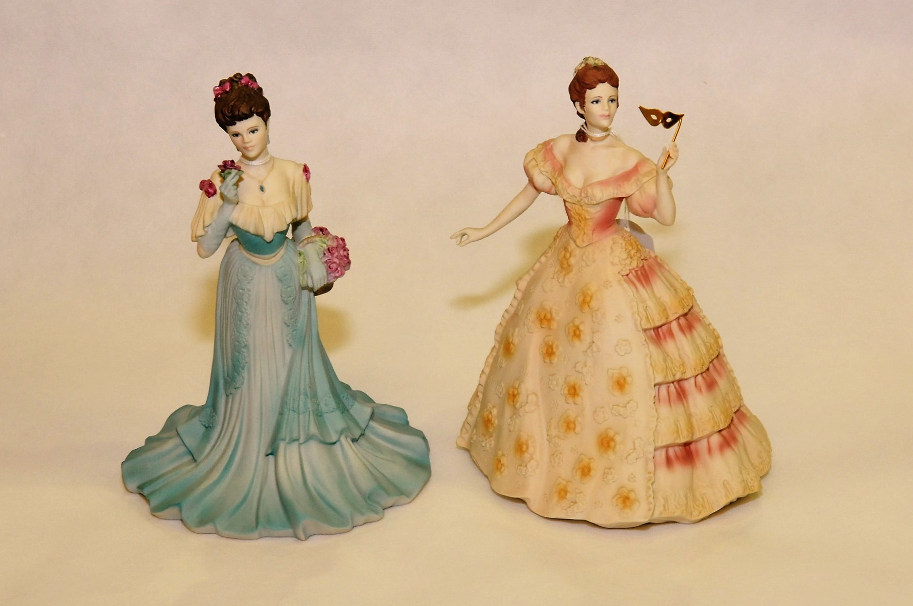 Two Coalport Age of Elegance figures: "Society Ball", 8¾" high, boxed & "Summer Fragrance", signed,