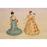 Two Coalport Age of Elegance figures: "Society Ball", 8¾" high, boxed & "Summer Fragrance", signed,