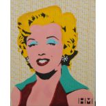 H. M. 20TH CENTURY SCHOOL. Marilyn Monroe. Screen print on printed cotton. 20" x 16".