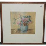 RICHARDSON. Vase of roses. Watercolour. 10" x 11". Signed.