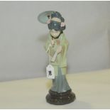 Lladro porcelain figure of a geisha "Oriental Spring", 11½" high.