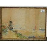 THOMAS SIDNEY. On the North Dyke, Holland. Watercolour. 9½" x 13". Signed & inscribed.