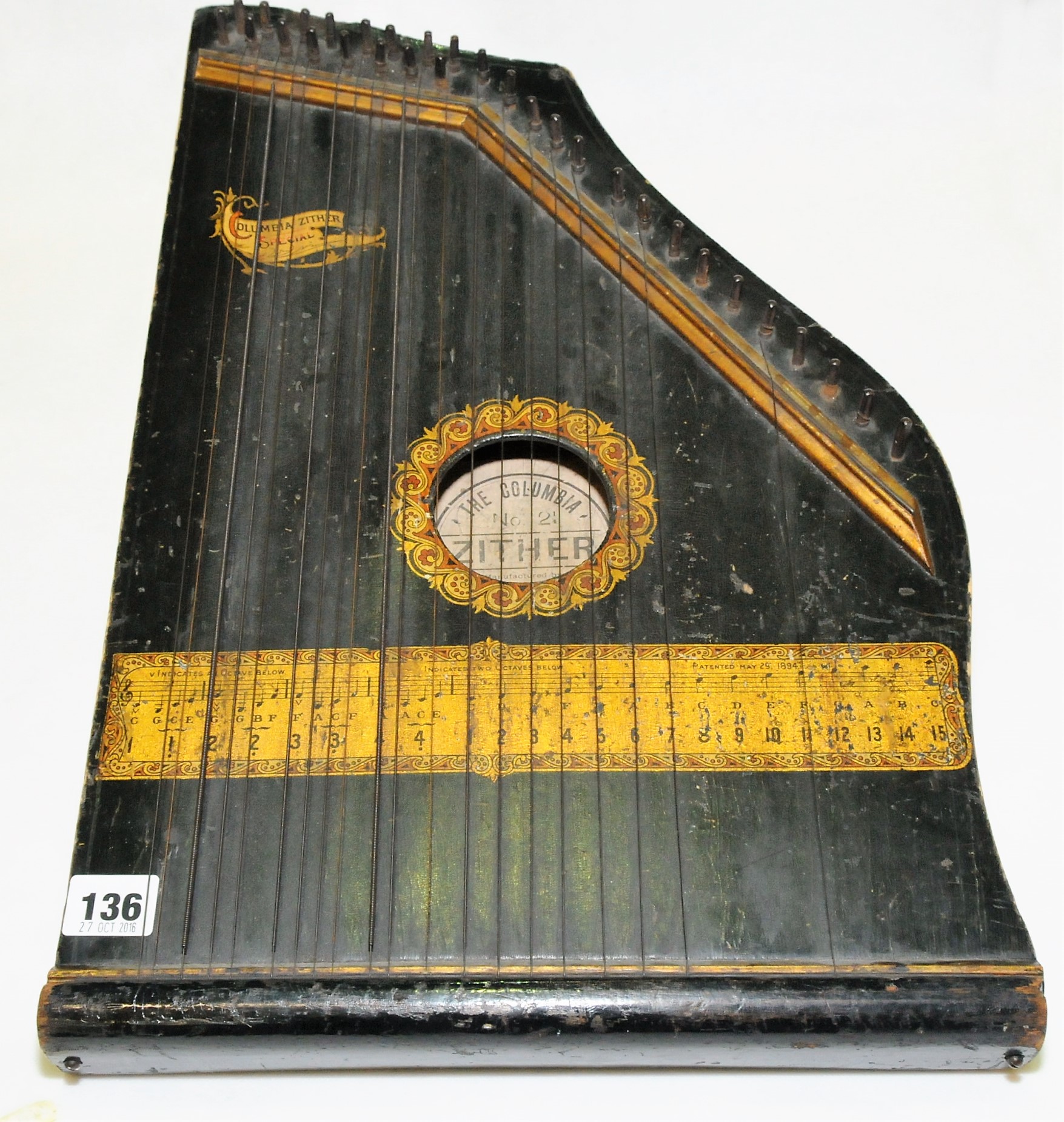 The Columbia No. 21 zither manufactured by The Phonoharp Co.