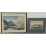 Lake District scene, a colour print of Wastwater,