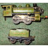 Bing electric 'O' gauge loco & tender, c.1910. 4 volt motor. Needs attention. (Rare early electric).