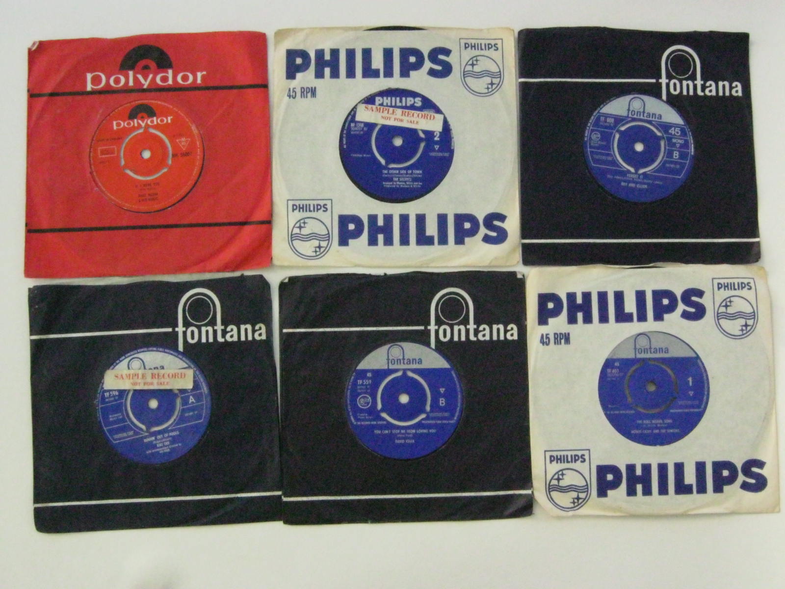 1960s, 45rpm records, qty 6, to include, Ray and Ellien, David Essex on Fontana,