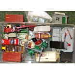 Box of 'OO' scale vehicles & accessories.