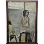 20TH CENTURY SCHOOL. Female nude. Oil on canvas. 35½" x 23½".