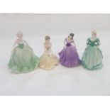 Three Coalport Valentine Debutante figures; "Forever Yours", 7½" high, boxed; "Eternity", 5" high,