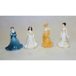 Four Coalport figures, "Debutante of the Year 1998 Daffodil Ball", 5¼" high, boxed; "Crystal",